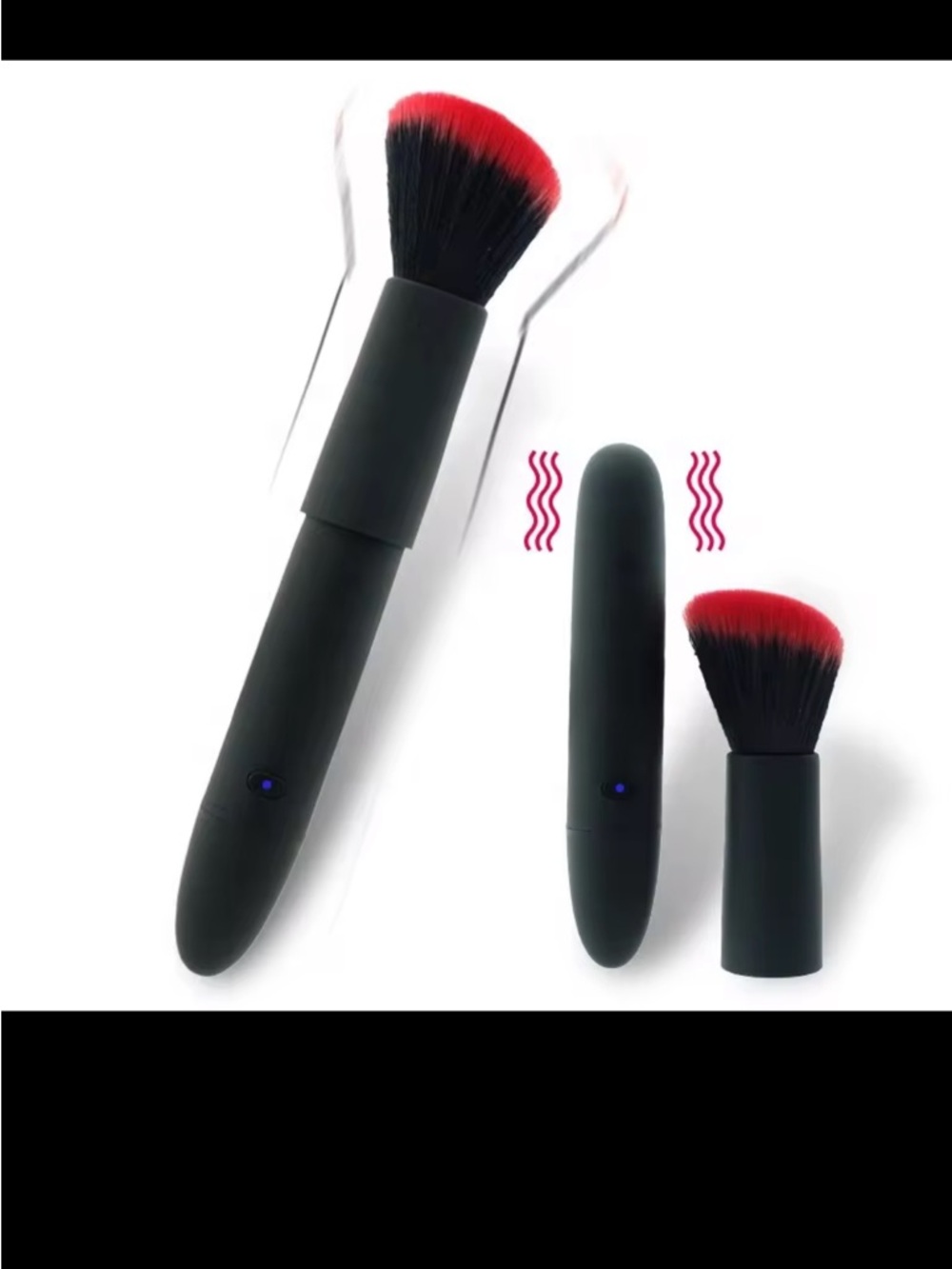 Rechargeable Red-Tip Facial Makeup Brush - Black Handle BNIB